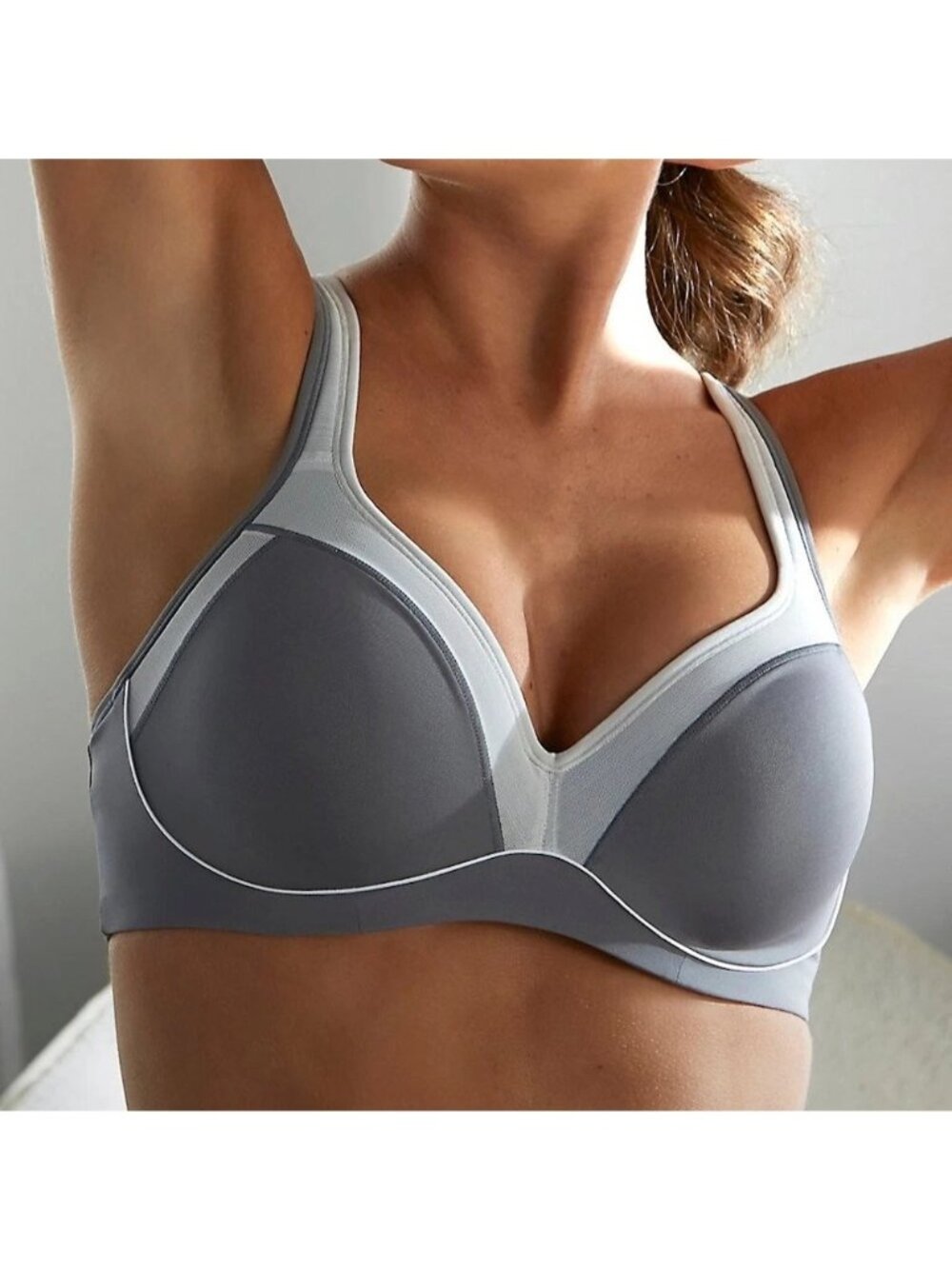 🆕 NATORI Zen Contour Convertible Sports Bra Underwire 34DDD Gray #752147